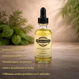THE SHAVING CO Aceite para Barba 1888 Cantidad 60ml/2oz. Aroma Clásico. Nutre, Humecta e Hidrata tu Barba desde la raíz. Hecho especialmente con ingre