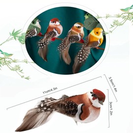 MisFun 5 Pieces Bird Decorative Figures Artificial Bird Decoration with Clip, Artificial Feather Birds, Feather Bird Model, Colourful Bird Figure with Holder Clip, Mini Bird Decoration Figure for