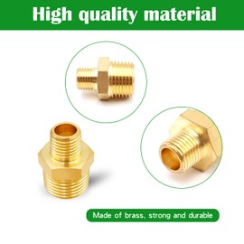 Tnuocke 3pcs 1/2 NPT Male x 3/8 NPT Male Solid Brass Nipple Pipe Fittings,Heavy Hex Straight Connector Adapter H-041-1/2 NPT-3/8 NP
