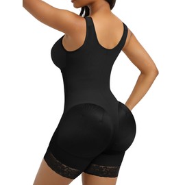 SHAPERX Shapewear for Women Tummy Control Body Shaper Fajas Colombianas Steel Boned Bodysuit Postpartum Butt Lifter (No Padding), UK-SZ7302-Black-3XL