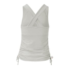 UV SKINZ Women's Swim Tankini – Modest Tankini Top with Built-in Bra Support, UPF 50+ Sun Protection, Flattering Ruched Sides to Conceal Tummy, Comfortable Swimwear for Women - Cool Grey - 2XL