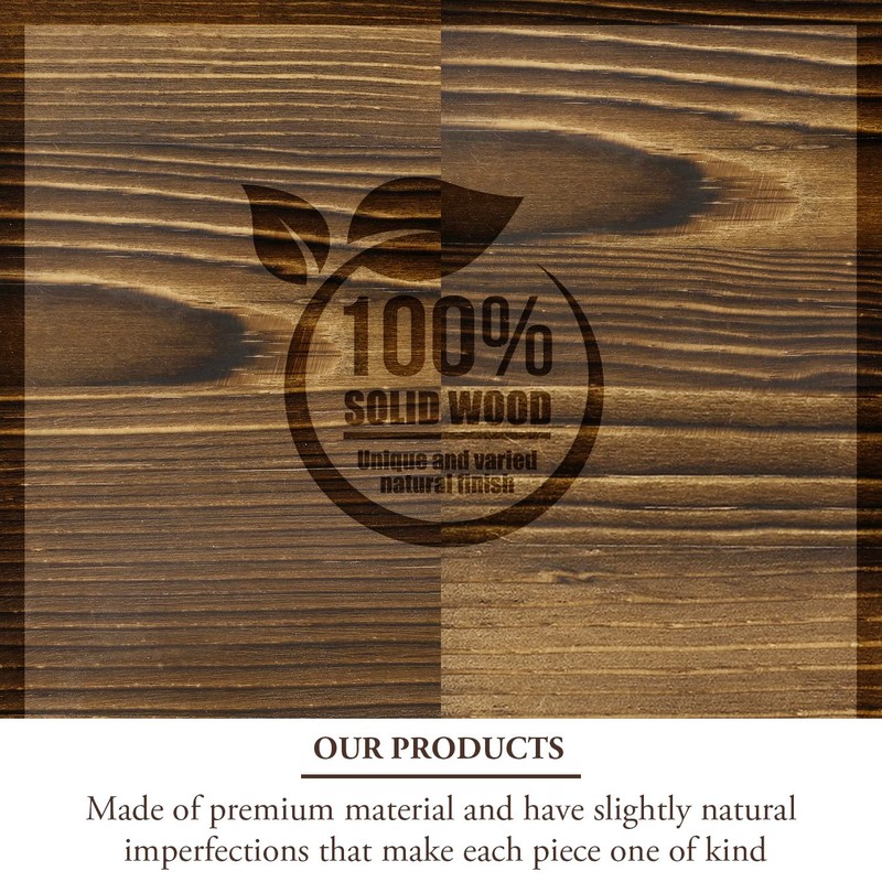 MyGift Rustic Burnt Solid Wood and Industrial Matte Black Metal