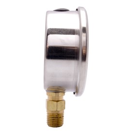 2-1/2" Oil Filled Pressure Gauge - Stainless Steel Case, Brass, 1/4" NPT, Lower Mount Connection, 0-5,000PSI