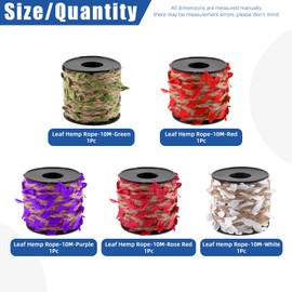 Glarks 5 Rolls 33 Feet Leaf Ribbon Set, 5 Colors Natural Jute Twine with Artificial Vine Leaves Strings, Braided Burlap Vine Rope Decorative Vine Ribbon for DIY Jungle Decor Wedding Home Garden