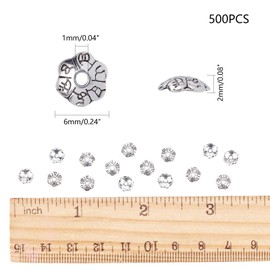 arricraft About 500 Pcs 6mm Tibetan Style Flower Bead Caps, Alloy Bead Spacer, Antique Silver Cord Ends for Jewelry Making (Hole: 1mm)