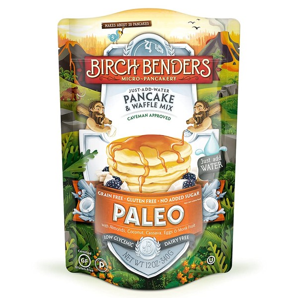 Paleo Pancake & Waffle Mix by Birch Benders, Low-Carb, High Protein, High Fiber, Gluten-free, Low Glycemic, Prebiotic, Keto-Friendly, 12 oz