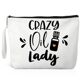 Xipromi Crazy Oil Lady Cosmetic Bags, Funny Essential Oil Makeup Bag Gifts for Mom Grandma Women Aunt Lady Sisters Friend, Aromatherapy Travel Makeup Bag for Oil Lovers B