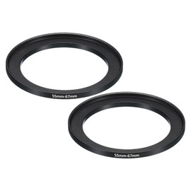 PATIKIL 2pcs 55mm-67mm Metal Step Up Ring Camera Lens Filter Adapter Ring Aluminum Filter Adapter Ring for Camera Lens Hood Black