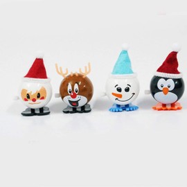 Toyvian 12 Pieces Wind-Up Toy Reindeer Penguin Snowman Santa Claus Figure Wind Up Figure Christmas Decoration Figures Clock Movement Toy Gift for Baby Children (Random Style)