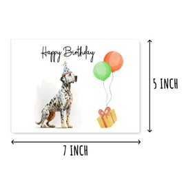 LKSDesigns Dalmatian Birthday Card - Cute Dalmatian Dog Card - Dog With Balloons Card - Dalmatian Happy Birthday Card - Happy Card