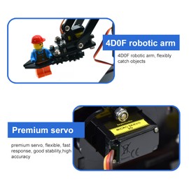 KEYESTUDIO BBC Micro:bit (inculude) 4-DOF Robot Arm Kit with Microbit V2, STEM Education Kit with MakeCode/Python Coding for Programming Learning of 14+ Teenagers