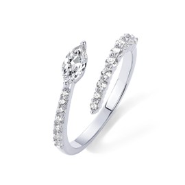 PAVOI 14K Gold Plated Cubic Zirconia Crossover Stackable Ring for Women | Marquise CZ Open Twist Eternity Band, 7, White Gold, Cubic Zirconia