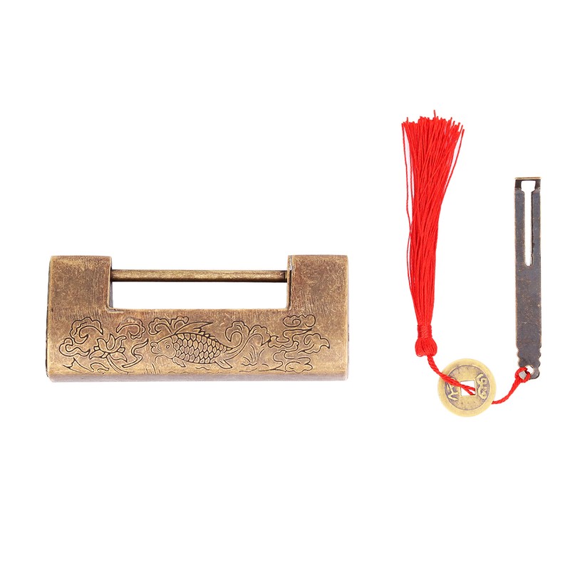 Chinese Antique Lock Spacing 4.3cm/1.7in Brass Chinese Old Style Padlock