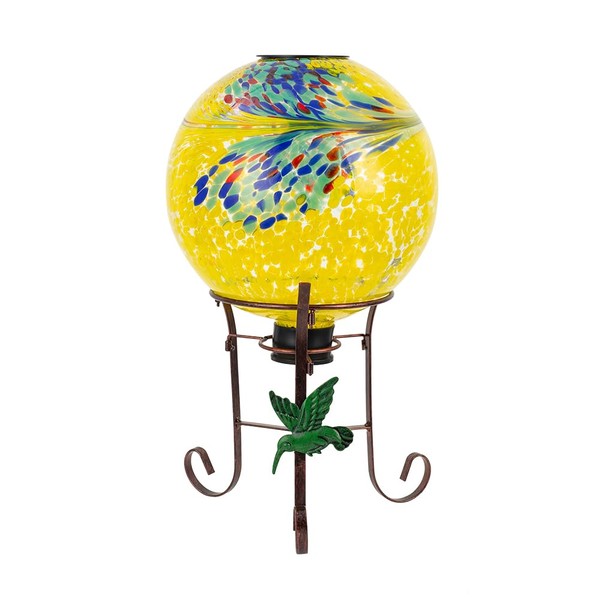 YELENEW 10" Diameter Solar Gazing Ball and 8.5" Metal Stand
