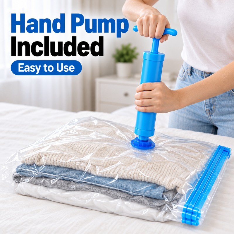 Vacuum Storage Bags for Clothes – 6-Pack 30x50cm Reusable Compression