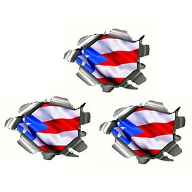 Three (3) Puerto Rican Flag Bullet Holes 3D | Puerto Rico Hard Hat Stickers - USA Welder Electrician Scaffolder Welding Stickers