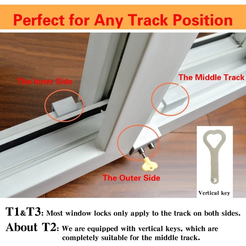 Tahikem Window Safety Locks Adjustable Sliding Door Window Security Locks