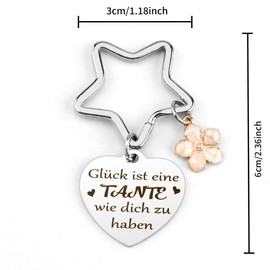 Hoosmoon Aunt Gift, Gifts for Aunt, Keyring Aunt Birthday, Aunt Gift, Christmas Thanksgiving, Best Aunt in the World Gifts, silver