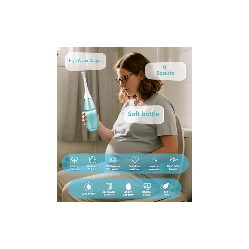 Peri Bottle Postparto 400Ml Herramienta De Limpieza Portátil - Verde,
