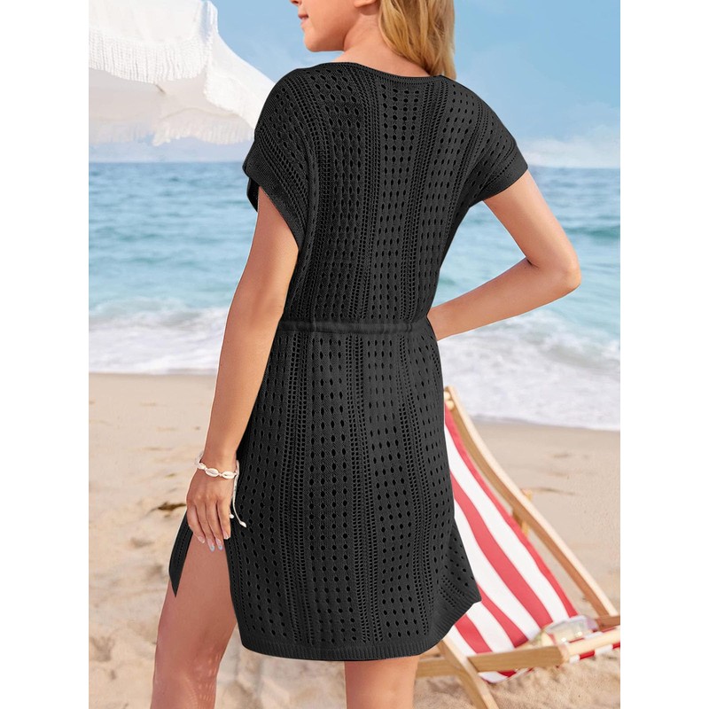Haloumoning - Traje de baño largo de playa de ganchillo
