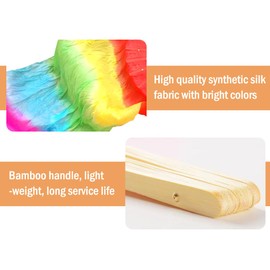 Hitopin 1 Pair Belly Dance Silk Fans, Chinese Dance Fan Veil, 180cm Length Dancing Fan, Props Silk Fan, Silk Belly Dance Fan Veil, Dancer Practice Long Imitation Dance, Gifts for Dancers