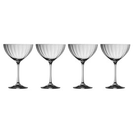Galway Crystal Erne Saucer Champagne (Set of 4) Martini Glasses, Transparent