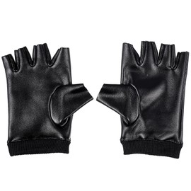 LIOOBO PU Leather Gloves Cycling Half Finger Round Tactical Gloves Driving Gloves for Men Women (Black)