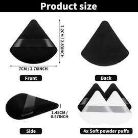 Ondaring 4Pcs Makeup Powder Puff Triangle Velvet Powder Puff with Ribbon Band for Contouring, Under Eyes, Corners, for Loose Powder Body Powder Makeup Tool