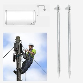 Portable Ground Rod 2 Pcs Grounding Rod, Sturdy Copper Plated Iron Threaded Connection Grounding Pin for Electric Fences Antennas Satellite Dishes 0.47x11.81in