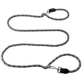 Hands Free Dog Leash(8.5ft), 8 in 1 Multifunction Nylon Double Leash for Dogs,1.2cm Dog Training Leash with Reflective Stitching, Adjustable Waist Dog Leash Fits All Waist for Medium Large Dogs-Grey