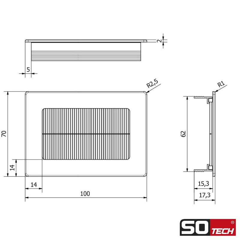 SOTECH 1 x Toledo cable passage made of aluminium white