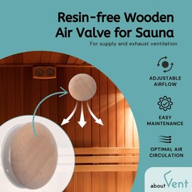 ABOUT VENT 6.3 inch Wooden Adjustable Vent Cover (Free of Resin) - Round Ventilation Diffuser for Wall and Ceiling - Supply and Exhaust Sauna Ventilation - Black Alder Wood Adjustable Air Valve