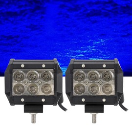Blue Led Driving Lights 18W 4" Spot Light Bar Pod for Off-road Pick-up Van Boat Tractor Fishing Hunting Emergency Safety Signal Deck Trailer Hunting Navigation Waterproof Lighting 12V 24V, 2pcs