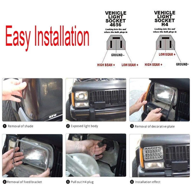 AMUNIESUN 4PCS 4"X6" Inch LED Headlights Compatible With Trucks Kenworth