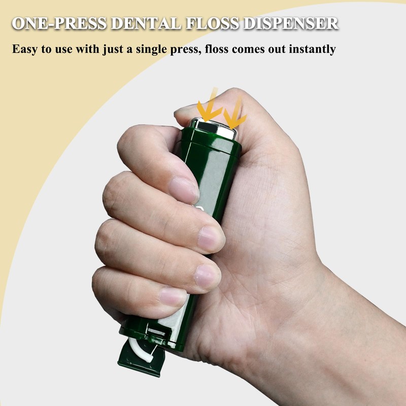 2 Pack Portable Dental Floss Dispenser (150 Picks Refill), One-Press