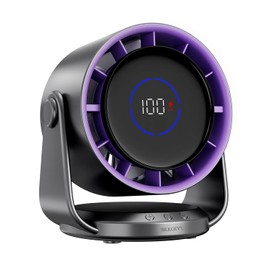 Table Fans, Ultra Quiet Desk Fan, Digital Display Rechargeable USB Fan, 105°Tilt, 100 Speeds, Wall-Mounted Design, Long Lasting Power, Portable Fan for Home Office Kitchen Travel Camping(Gery)