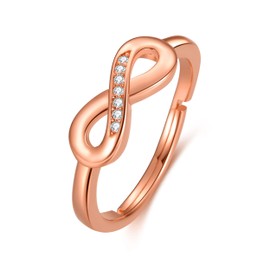Philip Jones Rose Gold Plated Infinity Ring Created with Zircondia® Crystals