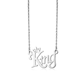 KING Crown Pendant Necklace for Men Punk Letter Necklace for Women Stainless Steel Twist Chain Couple Hip Hop Jewelry Gifts