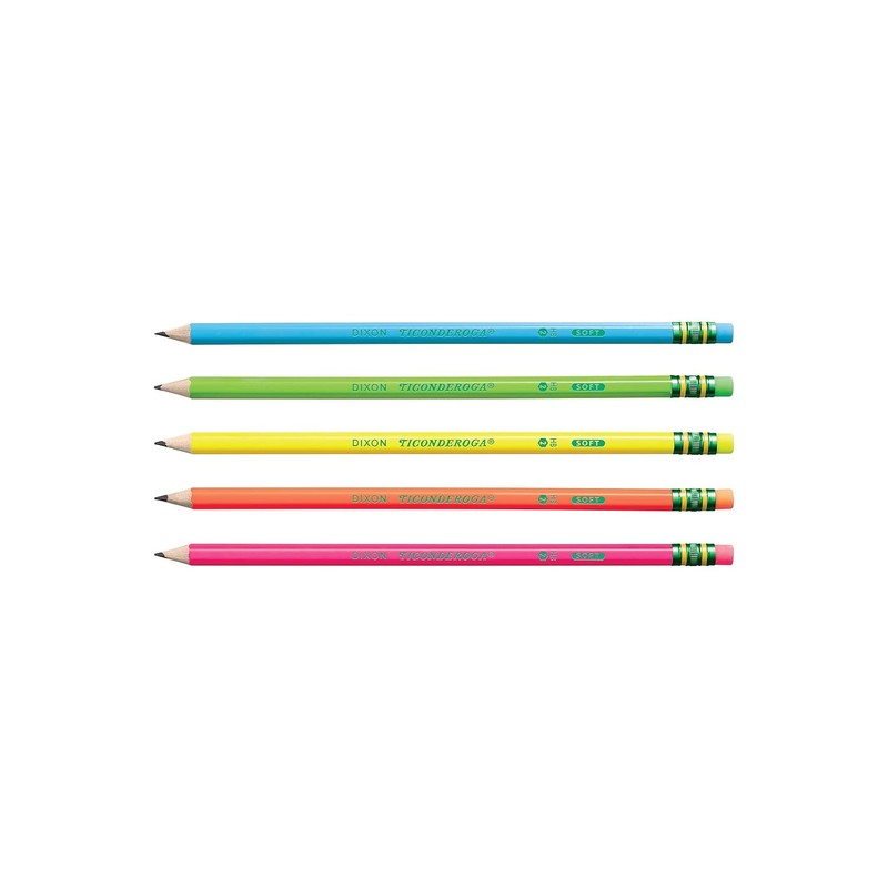 Ticonderoga 13810 Pre-Sharpened Pencil, HB, 2, Assorted Color Barrels, 10/Set