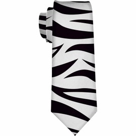 Yekiua Zebra Texture Men's Tie Animal Print Plaid Stripe Formal Business Wedding Neckties Ties For Men Black White