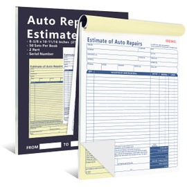 1 Pcs Auto Repair Estimate Book 50 Sets 2-Part Carbonless Duplicate 8-3/8 x 10-11/16 Inches Repair Estimate Book for Auto Repair Shops and Independent Mechanics (1)