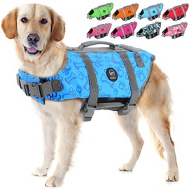 EMUST Dog Life Vests, Adjustable Dog Life Jacket with Rescue Handle, Dogs Flotation Vest for Small/Medium/Large Dogs, XS, NewBlue