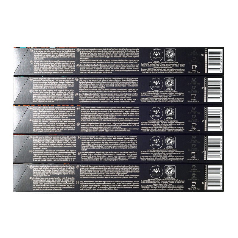 Nespresso World Explorations Pack: ENVIVO LUNGO, FORTISSIO LUNGO, LINIZIO LUNGO,