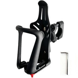 SUGOOE Bike Water Bottle Holder, Motorcycle Cup Holder, Bicycle Drink Cage Fits Handlebar and Frame with Screw Tool for 2.16-2.95" Diameter Cup, Black