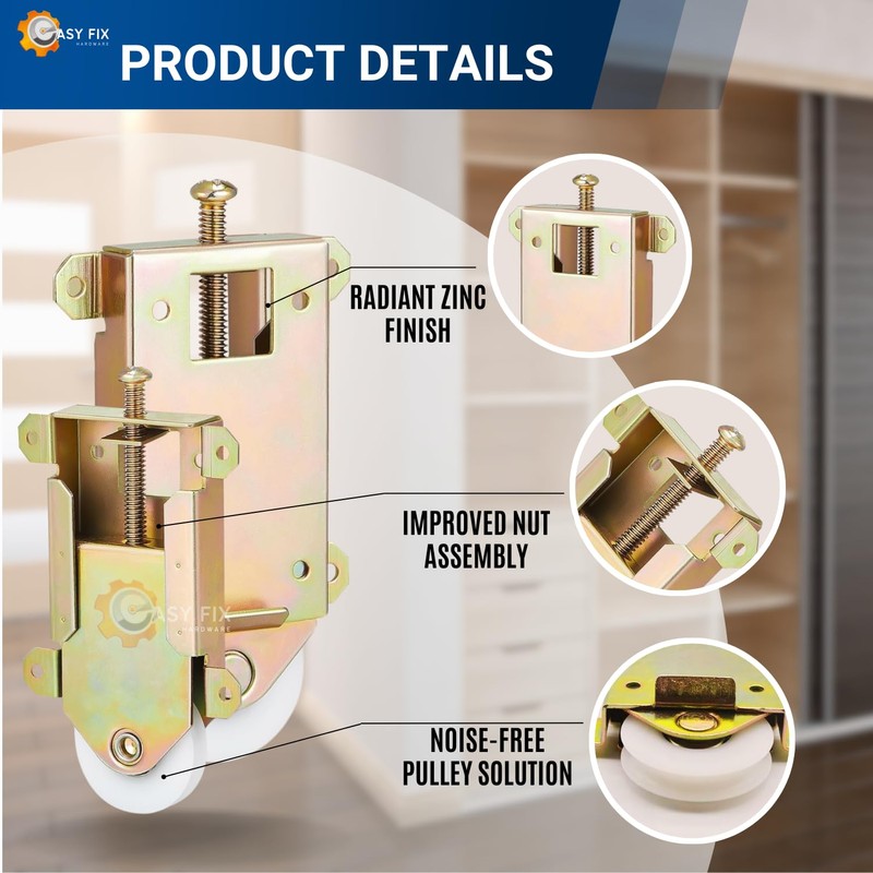 Easy Fix Hardware Concave Mirror Closet Wardrobe Bottom Roller Assembly