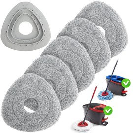 [2025 New Version] Mop Heads Replacement for Ocedar, Microfiber Mop Refills Compatible with Ocedar EasyWring 1 Tank and O Cedar Rinseclean 2 Tank, 5 Pack Spin Mop Pads with 1 Plastic Pad