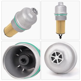 Aluminum Oil Filter Housing Cap with Filter Assembly & 24mm Wrench Socket Fits 2014-2023 Chrysler, Dodge, Jeep, Ram 3.6L V6 Engines Replaces Parts# 917-190, 68191350AA