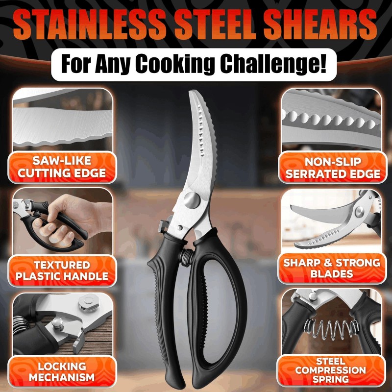 Liberhaus Heavy Duty Poultry Shears – Stainless Steel Meat Scissors