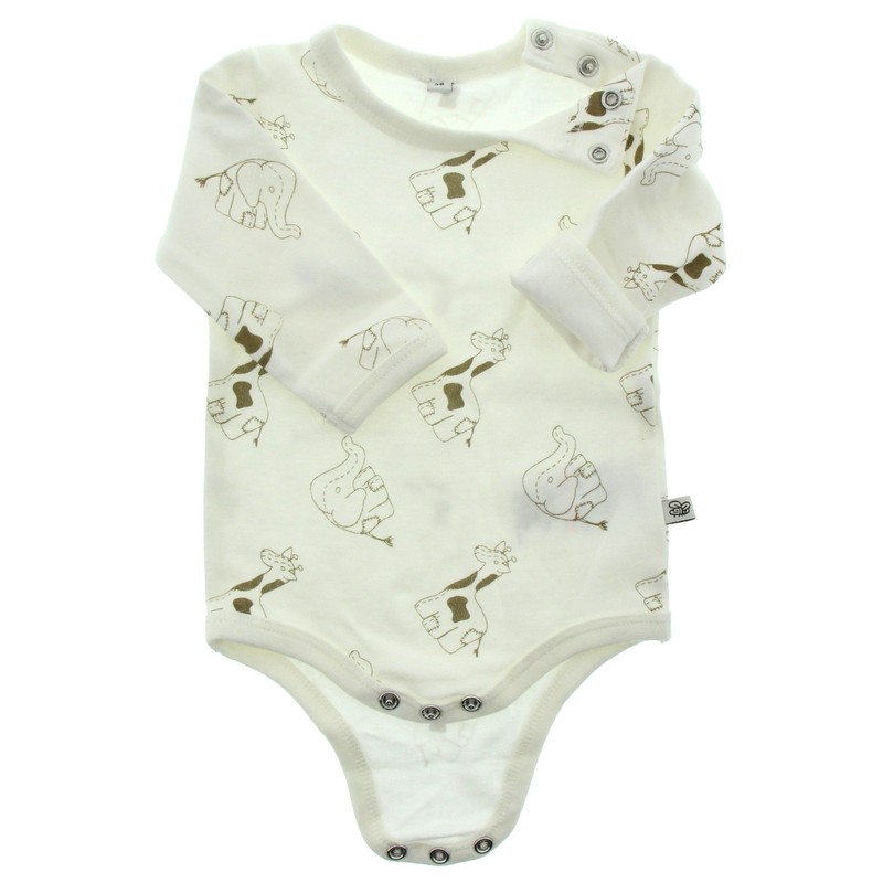 Pippi Baby Body Ls Ao-Printed (4-Pack) Blouse, Off-White, 56 cm