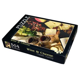 CVPuzzles Wine & Cheese Charcuterie Board 504 Piece Jigsaw Puzzle 16x20 inch Art for Connoisseurs and Wine Lovers